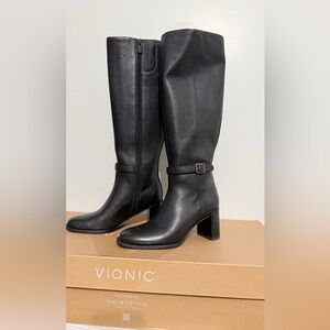 Vionic Black Heeled Leather Boots